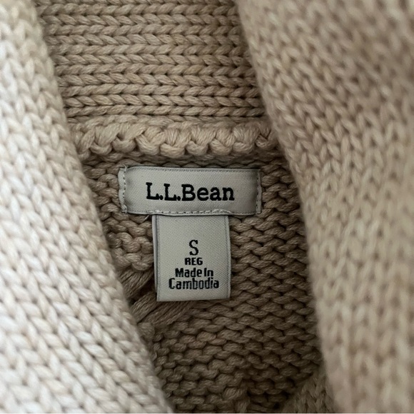 L.L. Bean Women's Double L Mixed-Cable Funnelneck Sweater Oatmeal Heather Small - Picture 5 of 9